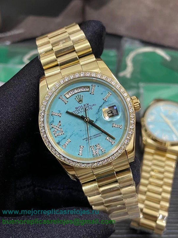 Replicas Relojes Rolex Day-Date Automatico S/S 36MM Diamonds Sapphire RXHS154