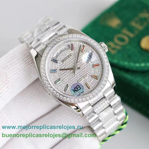 Replicas Relojes Rolex Day-Date Suizo ETA 2836 Automatico S/S 36MM Sapphire Diamonds RXHS80