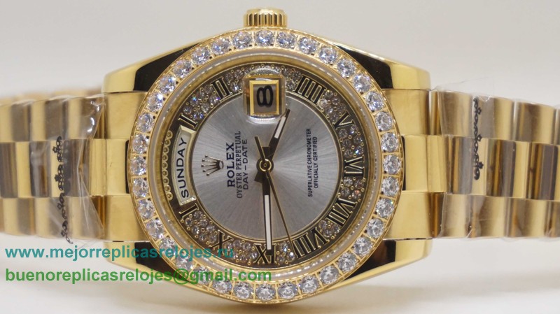 Replicas De Relojes Rolex Day-Date Automatico S/S 38MM Sapphire Diamonds Bezel RXH176