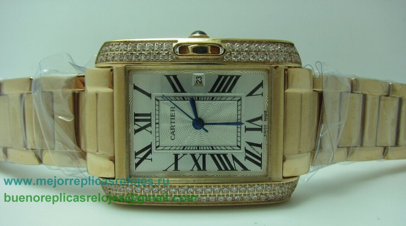 Relojes Replicas Cartier Tank Cuarzo Diamonds Bezel S/S CRH80