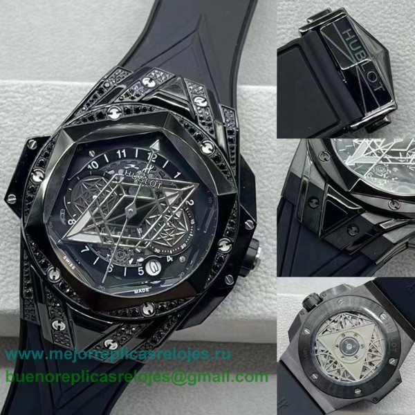 Replicas Relojess Hublot Big Bang Sang Bleu II working Chronograph Diamonds HTHS55