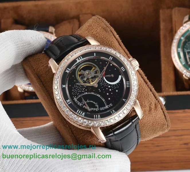 Replicas Reloj Patek Philippe Automatico Tourbillon Diamonds Bezel PPHS154