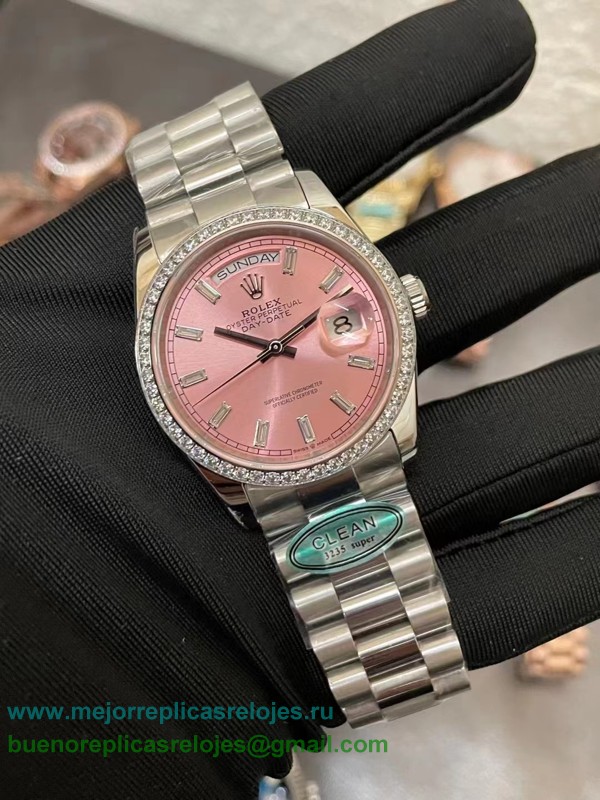 Replicas Relojes Rolex Day-Date Automatico S/S 36MM Diamonds Bezel Sapphire RXHS162