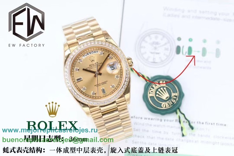 Replicas Relojes Rolex Day-Date Suizo ETA 3255 Automatico S/S 36MM Sapphire RXHS63