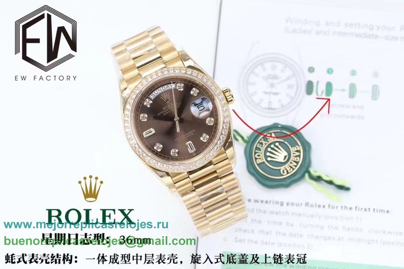 Replicas Relojes Rolex Day-Date Suizo ETA 3255 Automatico S/S 36MM Sapphire RXHS64