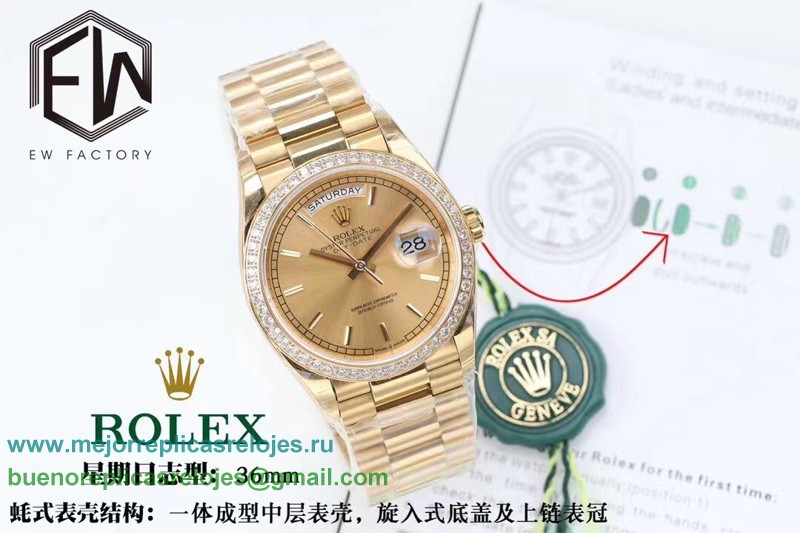 Replicas Relojes Rolex Day-Date Suizo ETA 3255 Automatico S/S 36MM Sapphire RXHS65