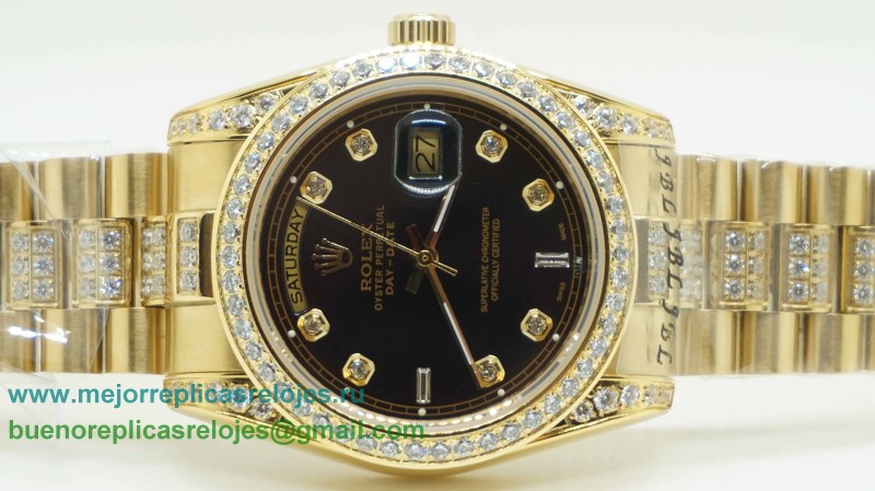 Replicas De Relojes Rolex Day-Date Automatico S/S 36MM Sapphire Diamonds Bezel RXH188