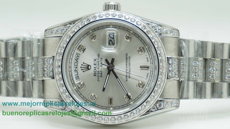 Replicas De Relojes Rolex Day-Date Automatico S/S 36MM Sapphire Diamonds Bezel RXH250