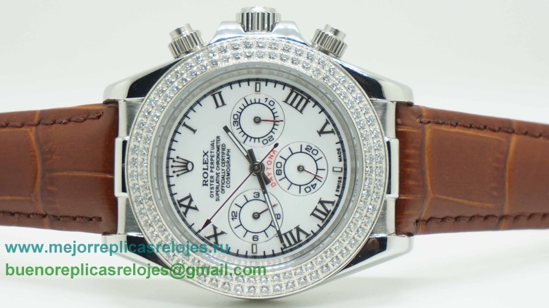 Replicas De Relojes Rolex Daytona Automatico Cuero Diamonds Bezel RXH252