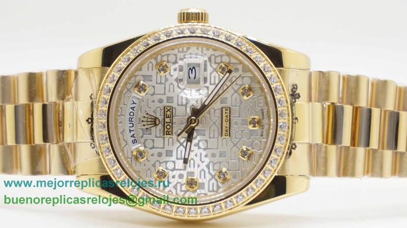 Replicas De Relojes Rolex Day-Date Automatico S/S 36MM Sapphire Diamonds Bezel RXH307