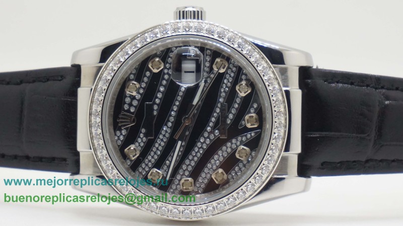Replicas De Relojes Rolex Datejust Automatico Cuero 36MM Diamonds Bezel Sapphire RXH382