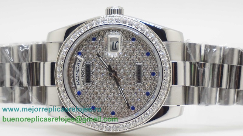 Replicas De Relojes Rolex Day-Date Automatico S/S 36MM Diamonds Sapphire RXH383