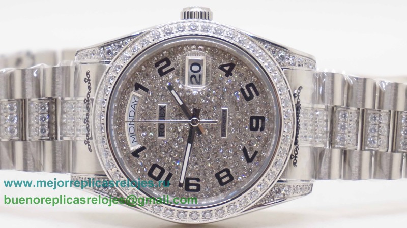 Replicas De Relojes Rolex Day-Date Automatico S/S 36MM Diamonds Sapphire RXH466
